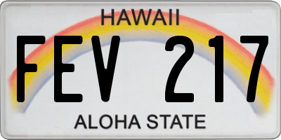 HI license plate FEV217