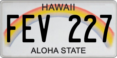 HI license plate FEV227