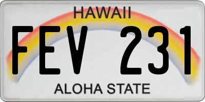 HI license plate FEV231