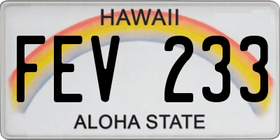 HI license plate FEV233