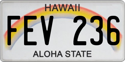 HI license plate FEV236