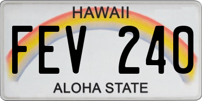 HI license plate FEV240