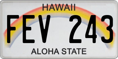 HI license plate FEV243
