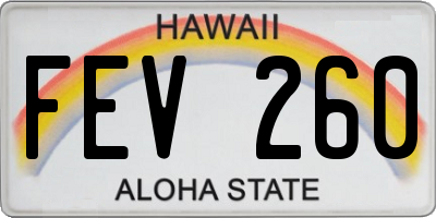 HI license plate FEV260