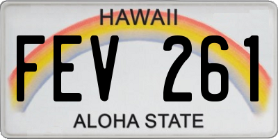 HI license plate FEV261