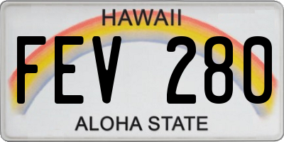 HI license plate FEV280