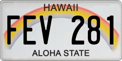 HI license plate FEV281