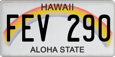 HI license plate FEV290