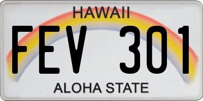 HI license plate FEV301
