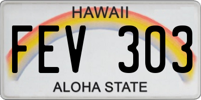 HI license plate FEV303