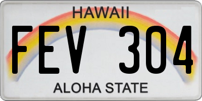 HI license plate FEV304