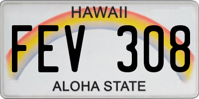 HI license plate FEV308