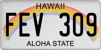 HI license plate FEV309