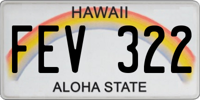 HI license plate FEV322