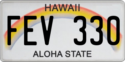 HI license plate FEV330