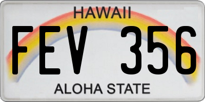 HI license plate FEV356