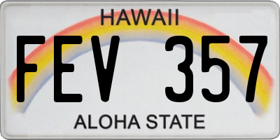 HI license plate FEV357