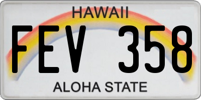 HI license plate FEV358