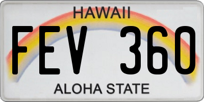 HI license plate FEV360
