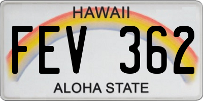 HI license plate FEV362