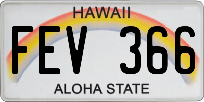 HI license plate FEV366