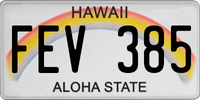 HI license plate FEV385