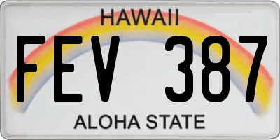 HI license plate FEV387