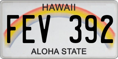 HI license plate FEV392
