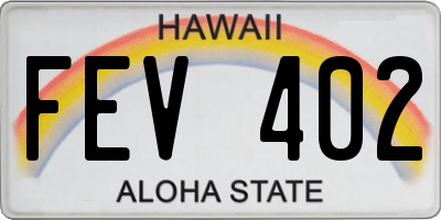 HI license plate FEV402