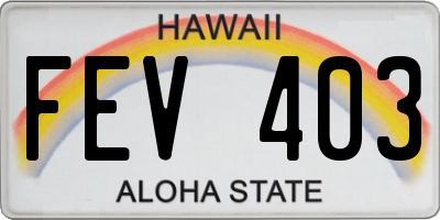 HI license plate FEV403