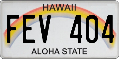 HI license plate FEV404