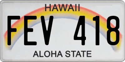 HI license plate FEV418