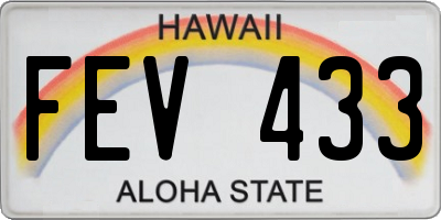 HI license plate FEV433