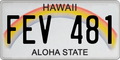 HI license plate FEV481