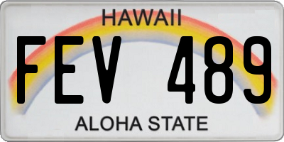 HI license plate FEV489