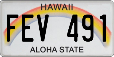 HI license plate FEV491