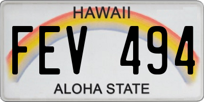 HI license plate FEV494