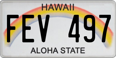 HI license plate FEV497