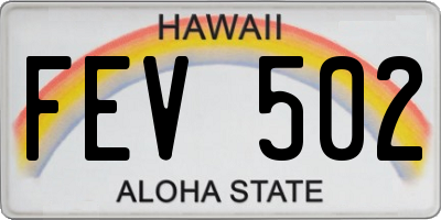HI license plate FEV502