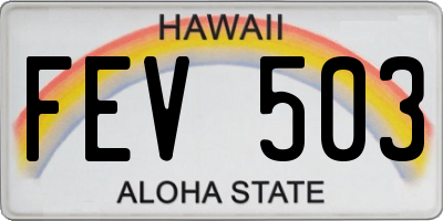 HI license plate FEV503