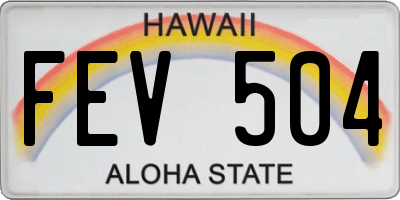 HI license plate FEV504