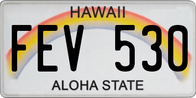 HI license plate FEV530