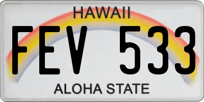 HI license plate FEV533