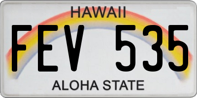 HI license plate FEV535