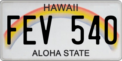 HI license plate FEV540