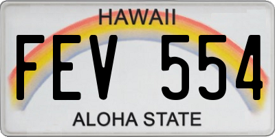 HI license plate FEV554