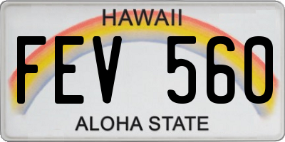 HI license plate FEV560