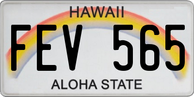 HI license plate FEV565