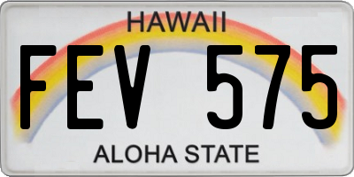 HI license plate FEV575