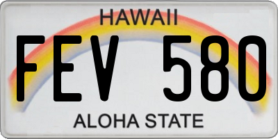 HI license plate FEV580